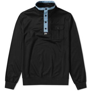 Patta Monday Warm Up Sweat Sweatshirt Medium Black Blue Golf Athletic 1/4 Snap
